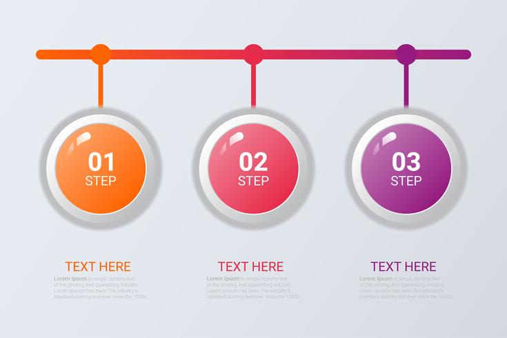 Infografía de tres pasos. Plantilla de negocio de vector para la presentación y formación.