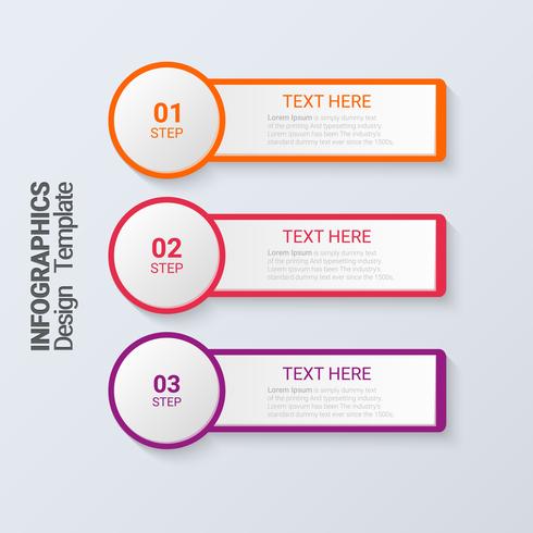 Infografía de tres pasos. Plantilla de negocio moderno 3D. vector