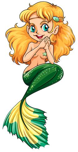 A pretty green mermaid vector