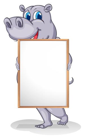 A giant animal holding an empty whiteboard