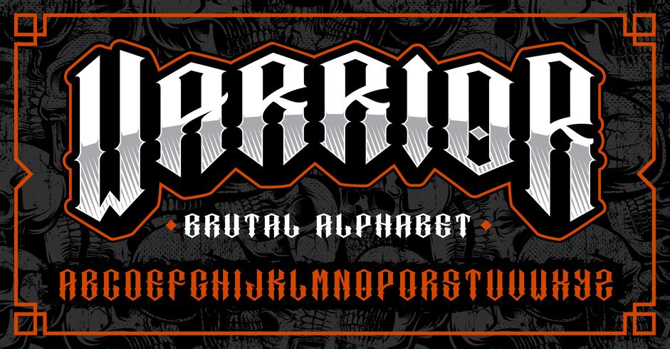 Warrior font, brutal typeface for themes such as biker, tattoo, rock and roll and many other. vector