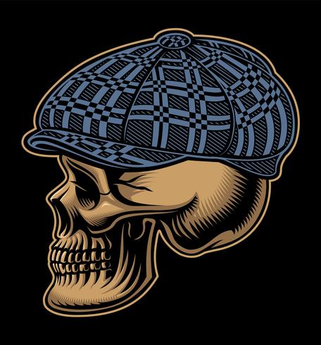 Ilustración vectorial de un cráneo en una gorra a cuadros vector