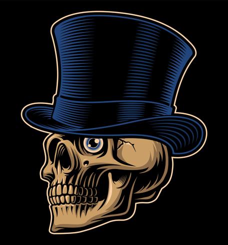 Vector illustration of a skull in top hat