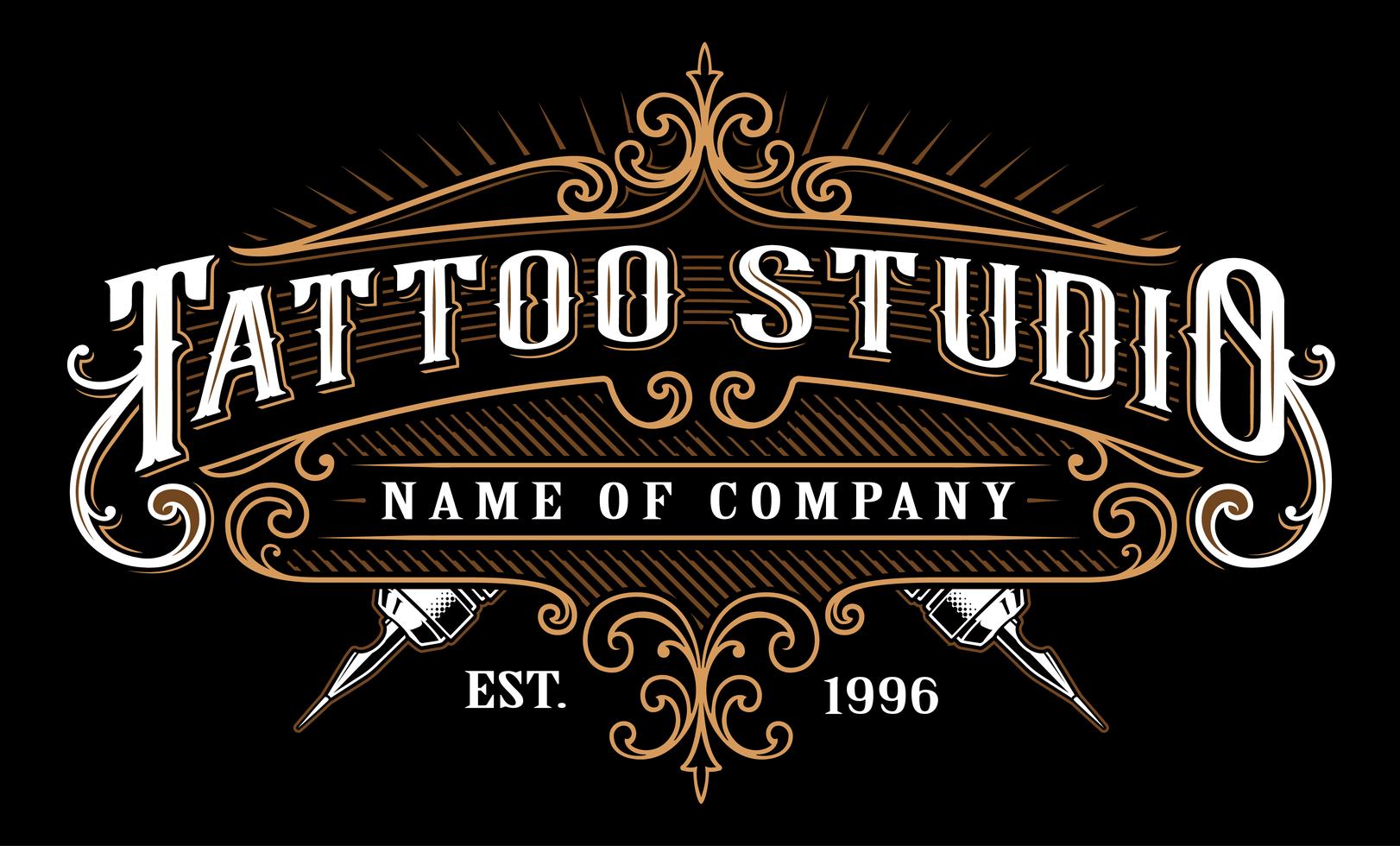 Vintage tattoo studio emblem2 for dark background 539093 Vector Art at ...
