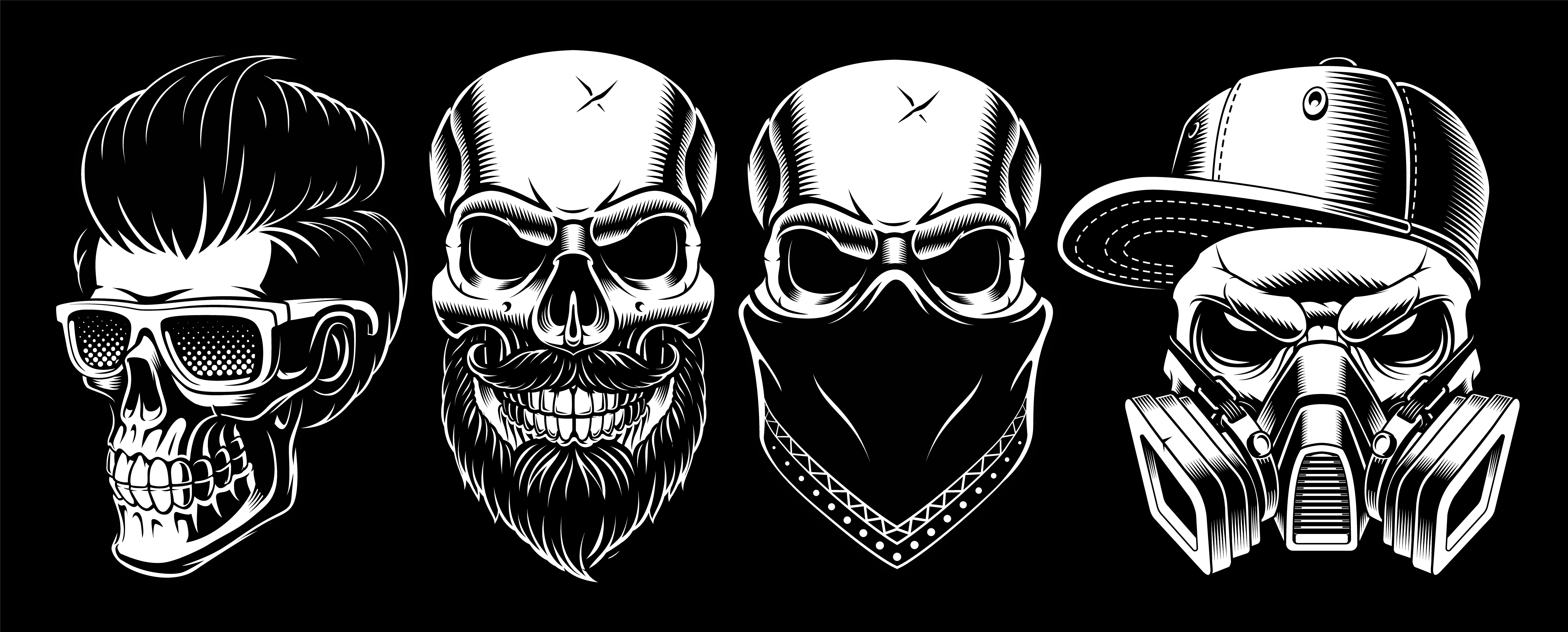 Set of vintage skulls 2 539094 Vector Art at Vecteezy