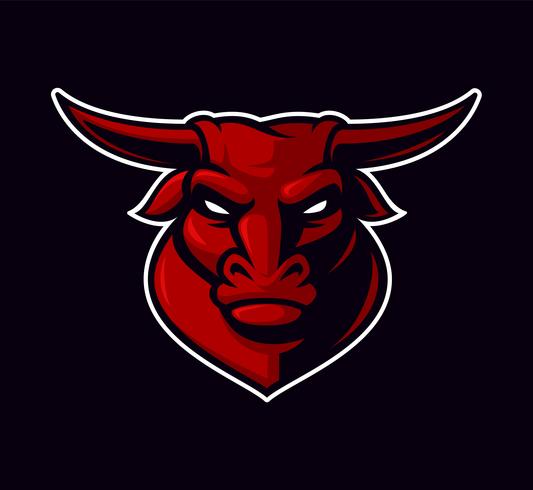 Vector illustration of bull mascot on the dark background.