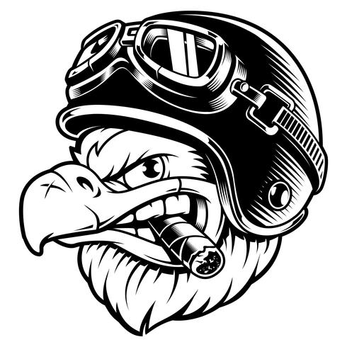 Eagle biker con cigarro vector