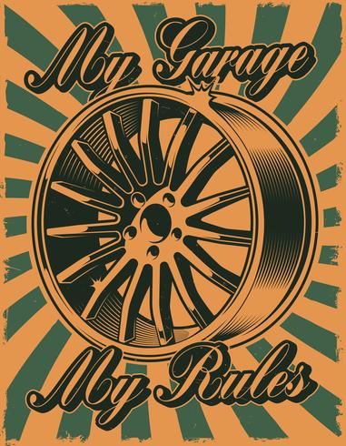 Vintage poster with car disk vector