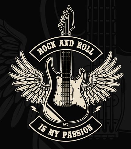  Guitarra de rock and roll con alas ilustración   Vector en Vecteezy
