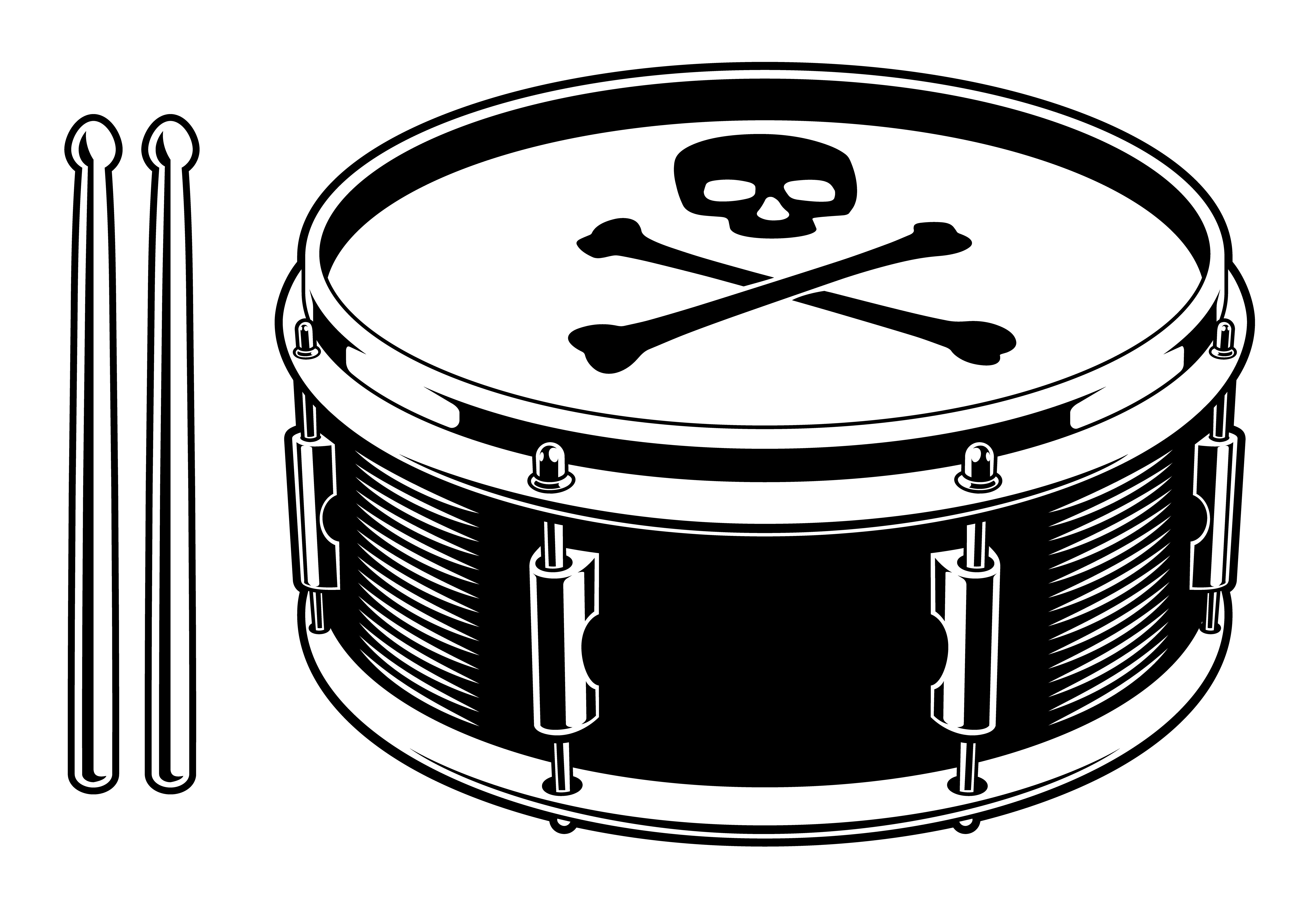 Download Black and white illustration of drum - Download Free ...