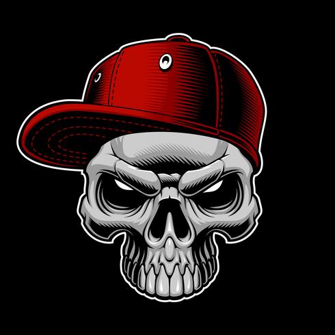 Skull with cap  vector