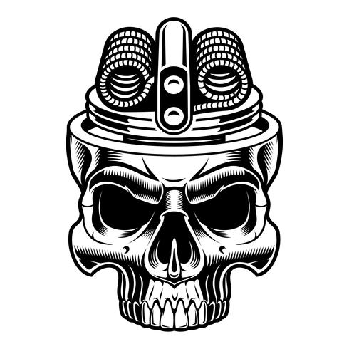 Black and white illustration of vape skull. vector