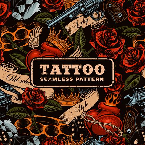 Old school tattoo seamless pattern. vector