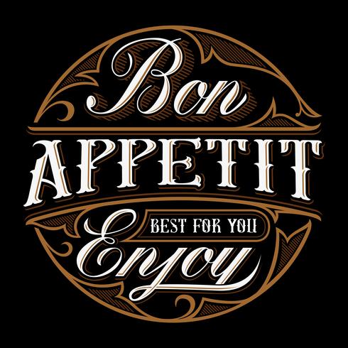Bon appetit lettering design. vector