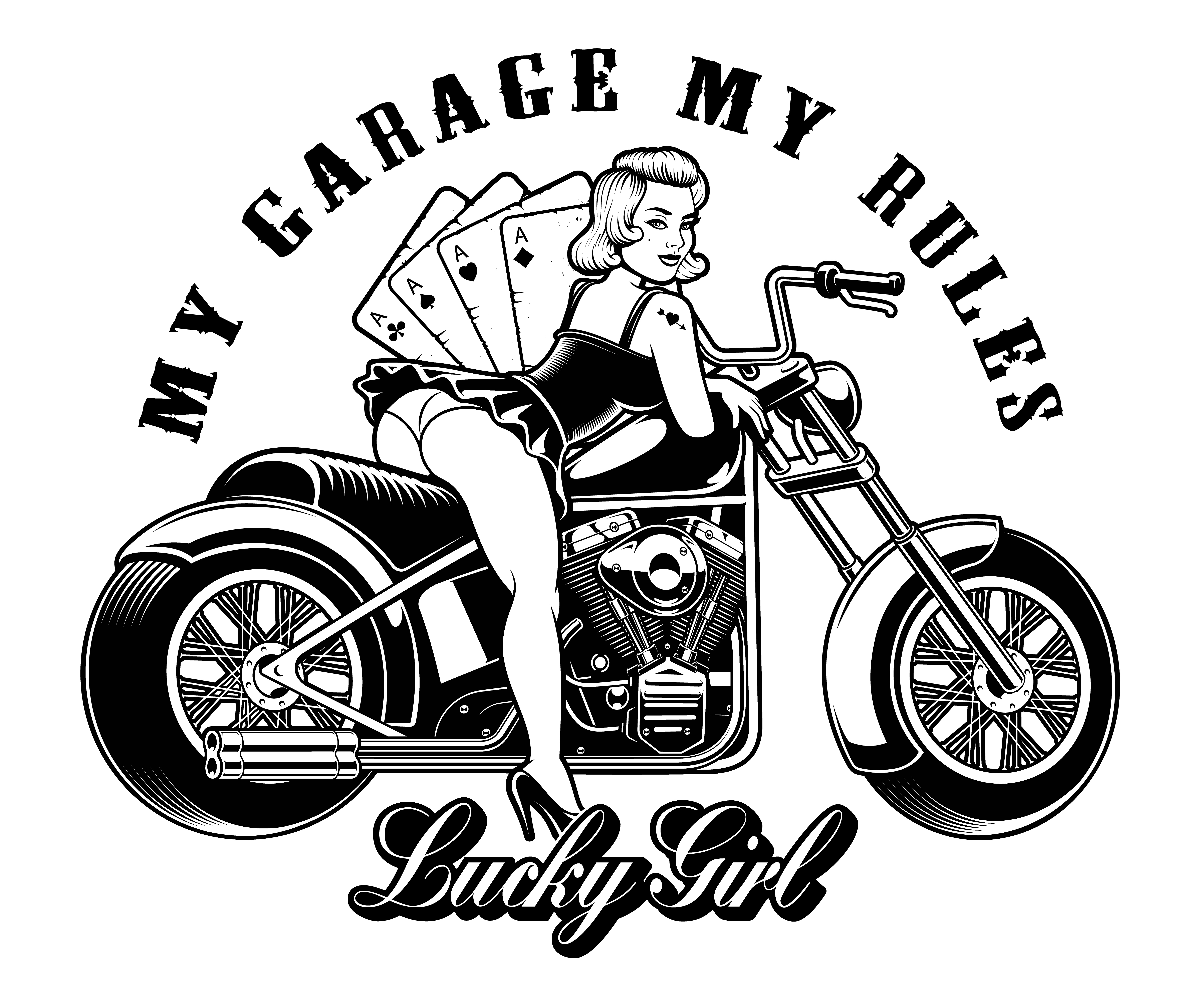 Pin up girl with motorcycle 539299 Vector Art at Vecteezy