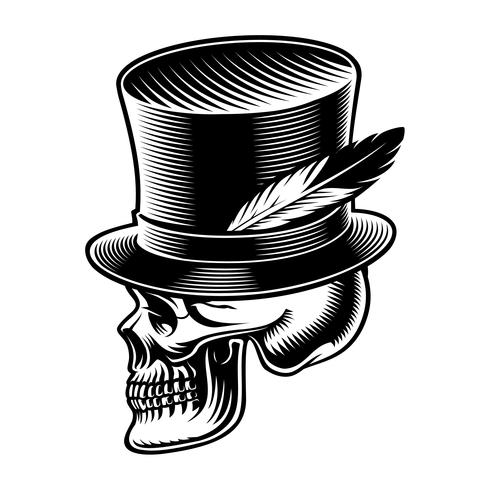 Ilustración vectorial de una calavera en sombrero cilíndrico vector