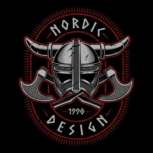 Viking helmet with axes vector