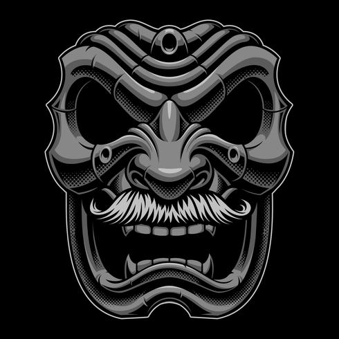 Samurai mask with mustahce. vector