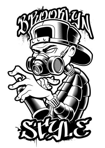 Graffiti artista monocromo vector