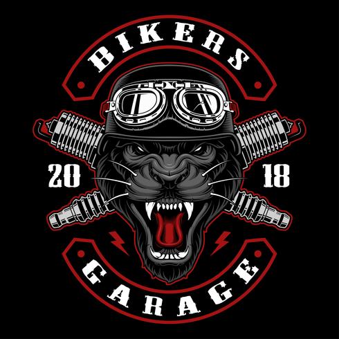 Panther biker with spark plugs. vector