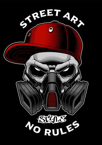 Graffiti skull with gas mask. vector
