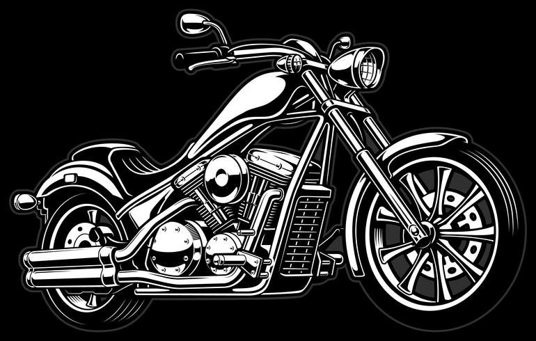 Vintage monochrome motorcycle on dark bakcground vector