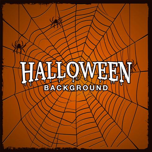 Halloween background  with web of spider. vector