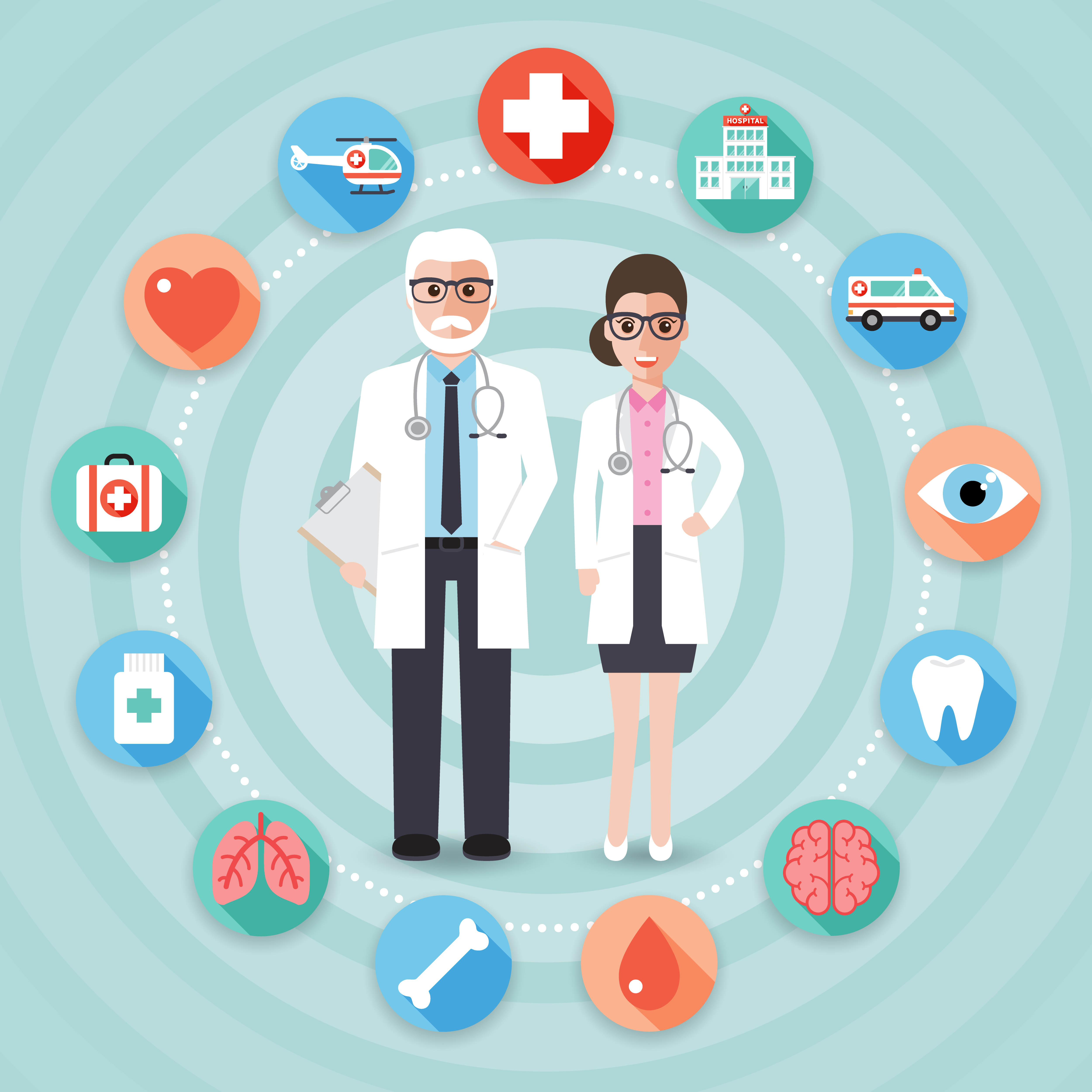 Doctors with medical icons. 539421 Vector Art at Vecteezy