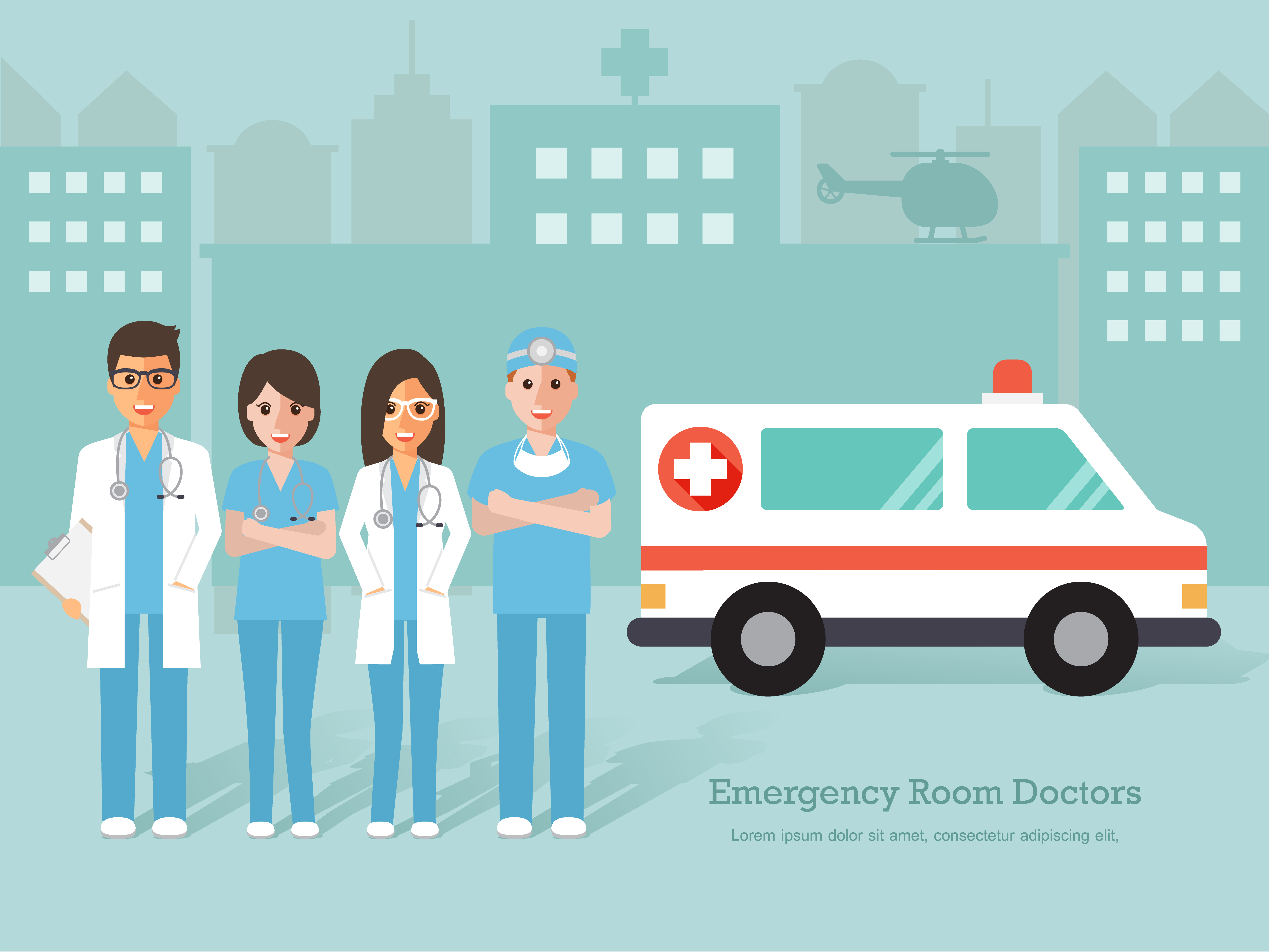 Download Group of Emergency room doctors and nurses, medical staff ...