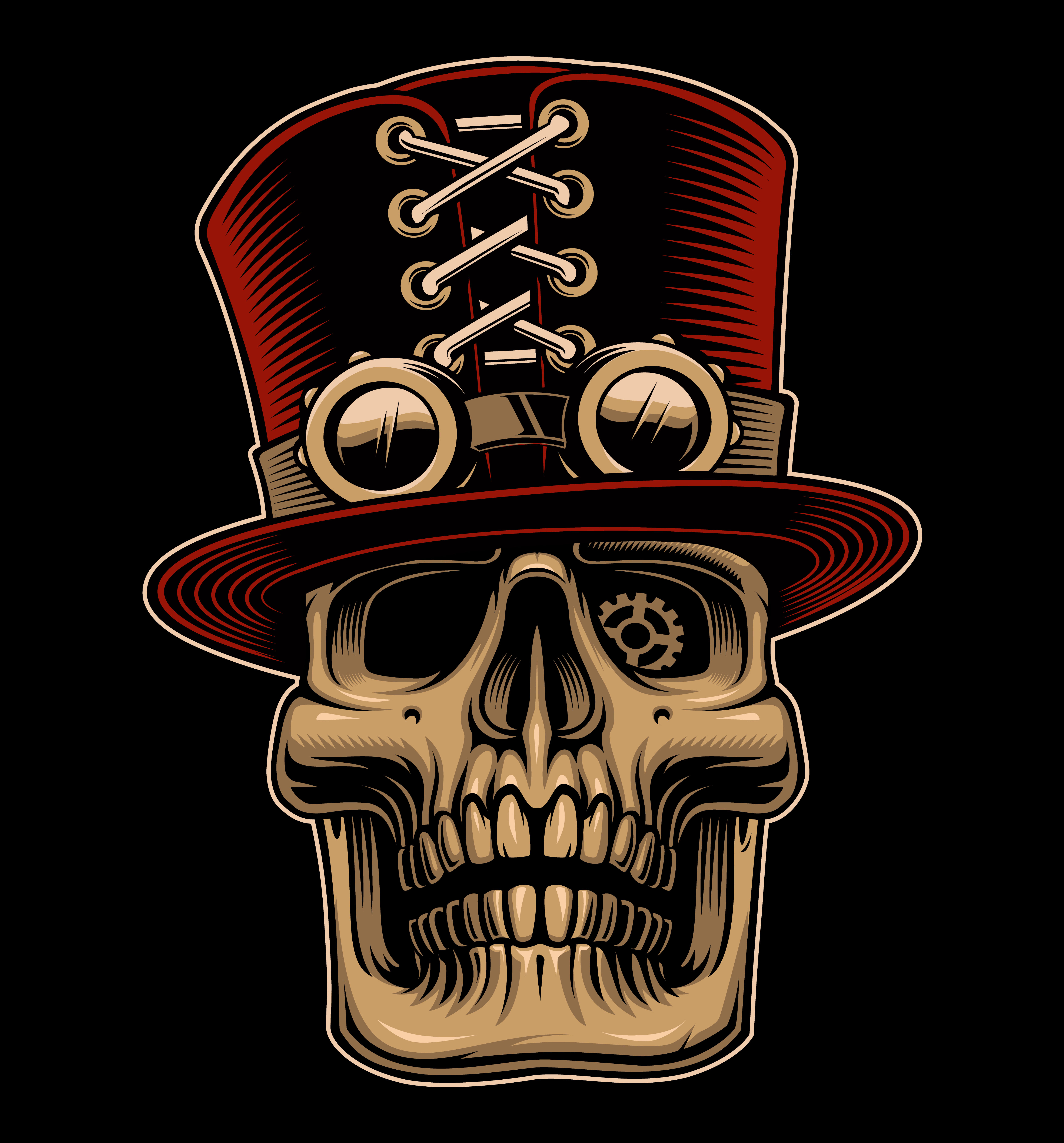 Download Vector illustration of skull in hat and eyeglasses in ...