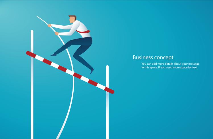 businessman jumping with pole vault to reach the target vector