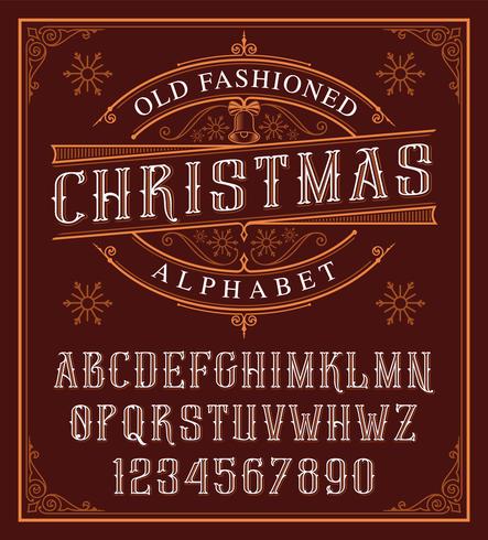 Vintage christmas alphabet on the dark background. vector