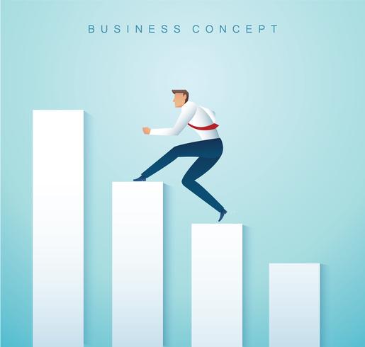 businessman running on graph. business concept  vector