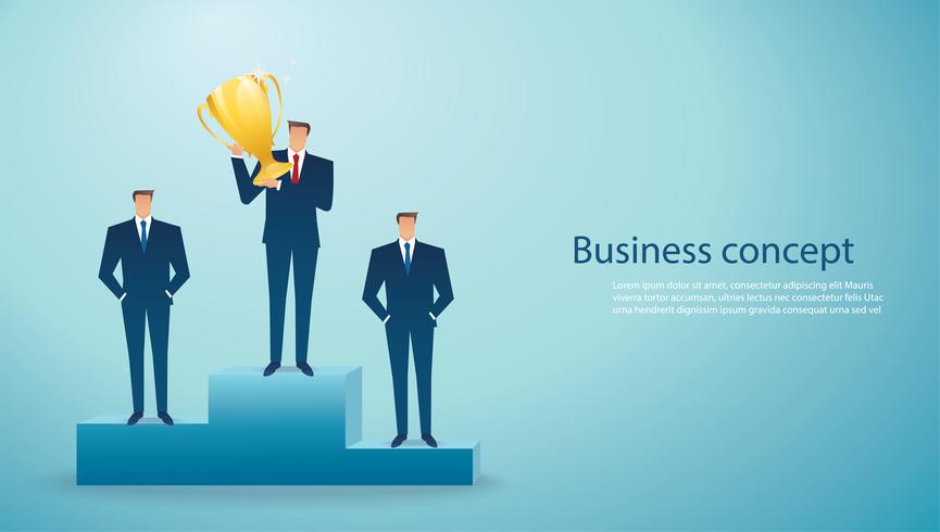 businessman hold the gold trophy successful winner. business concept  vector