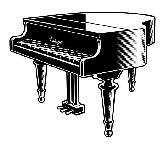 Black and white vector illustration of the piano 