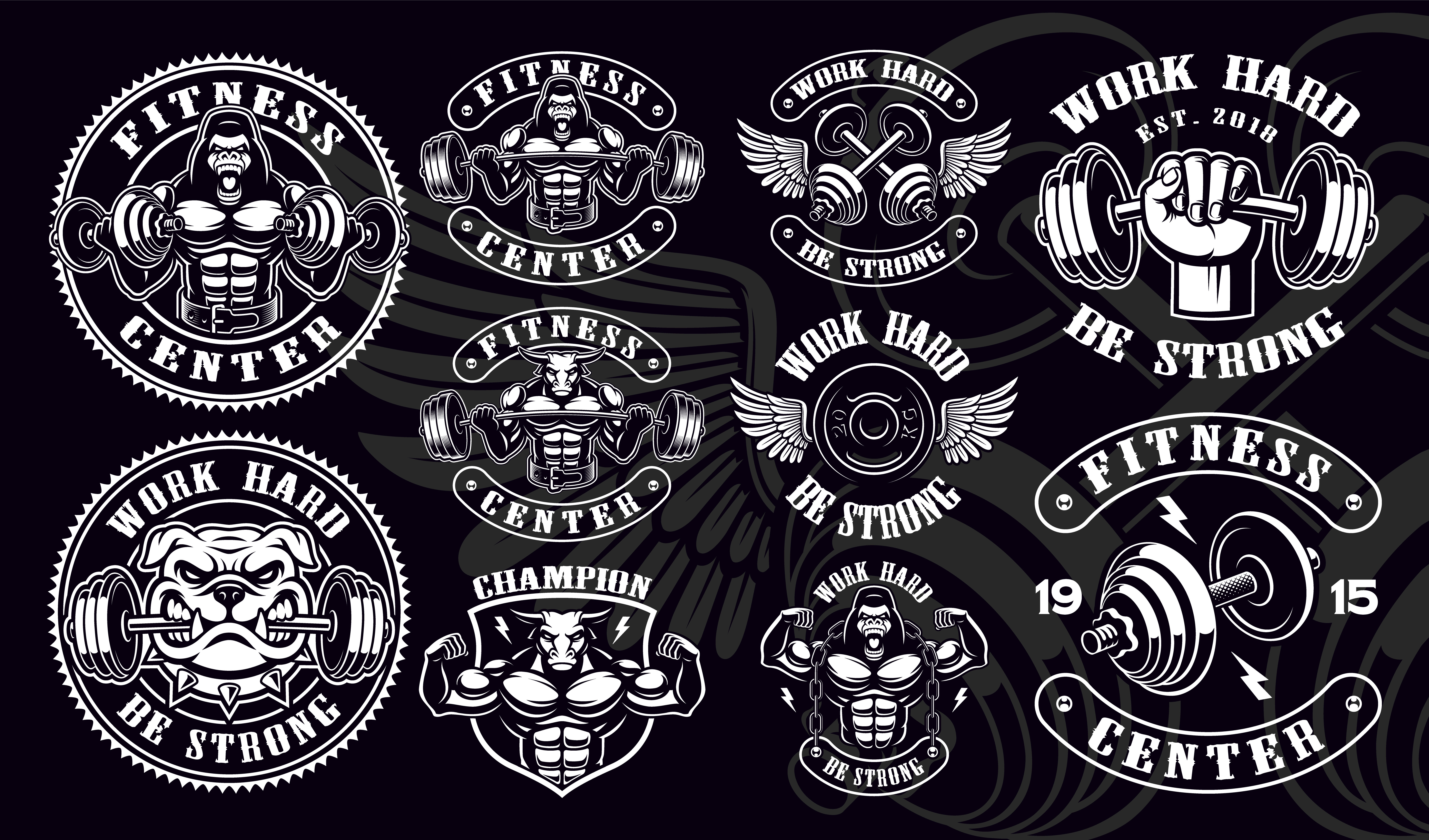 Download Set of vintage badges, logos, shirt designs for gym ...