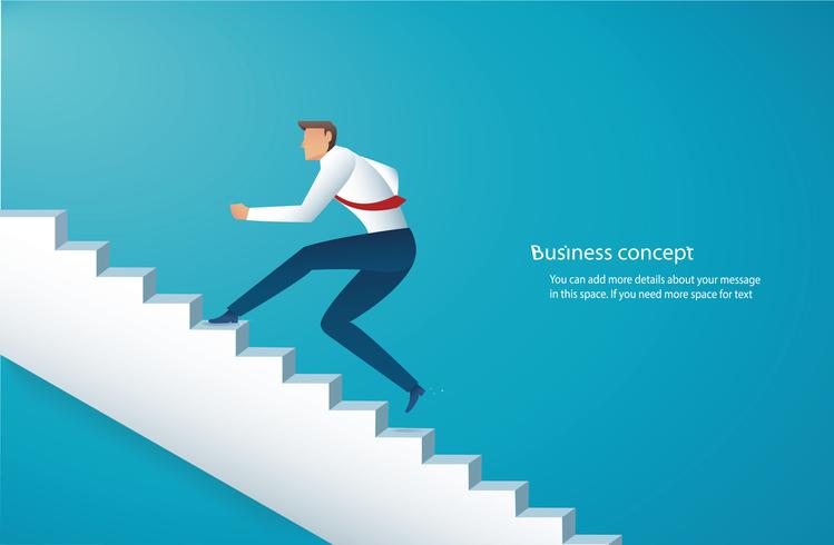 businessman climbing stairs to success vector