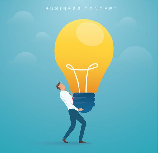businessman carrying light bulb. concept of creative thinking  vector