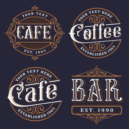 Set of vintage emblems for the catering. vector