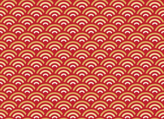 Chinese seamless pattern gold and red wave new year background vector