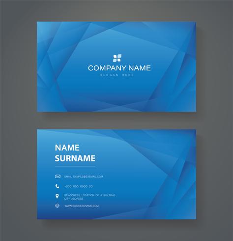 modern blue triangle double sided business card template vector