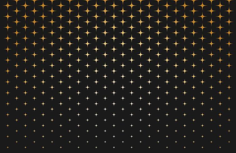 Abstract pattern of scale gold stars on black background - Vector illustration