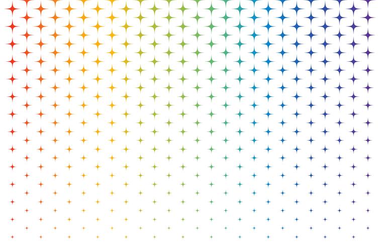 Abstract pattern of scale rainbow stars on white background - Vector illustration