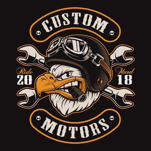 Eagle biker t-shirt design color version vector