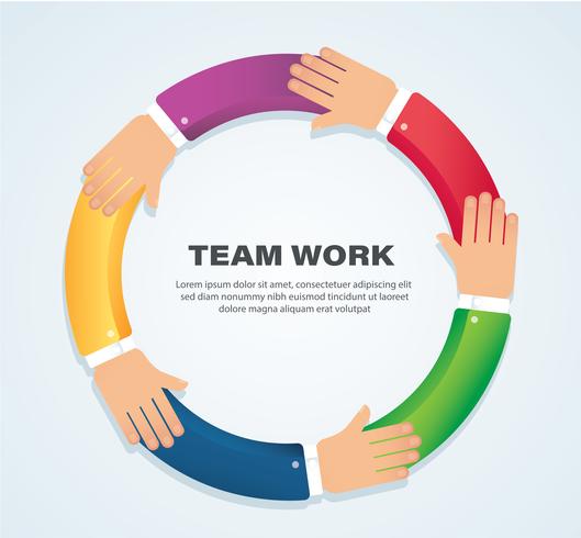 Raised hands. team work concept. background vector