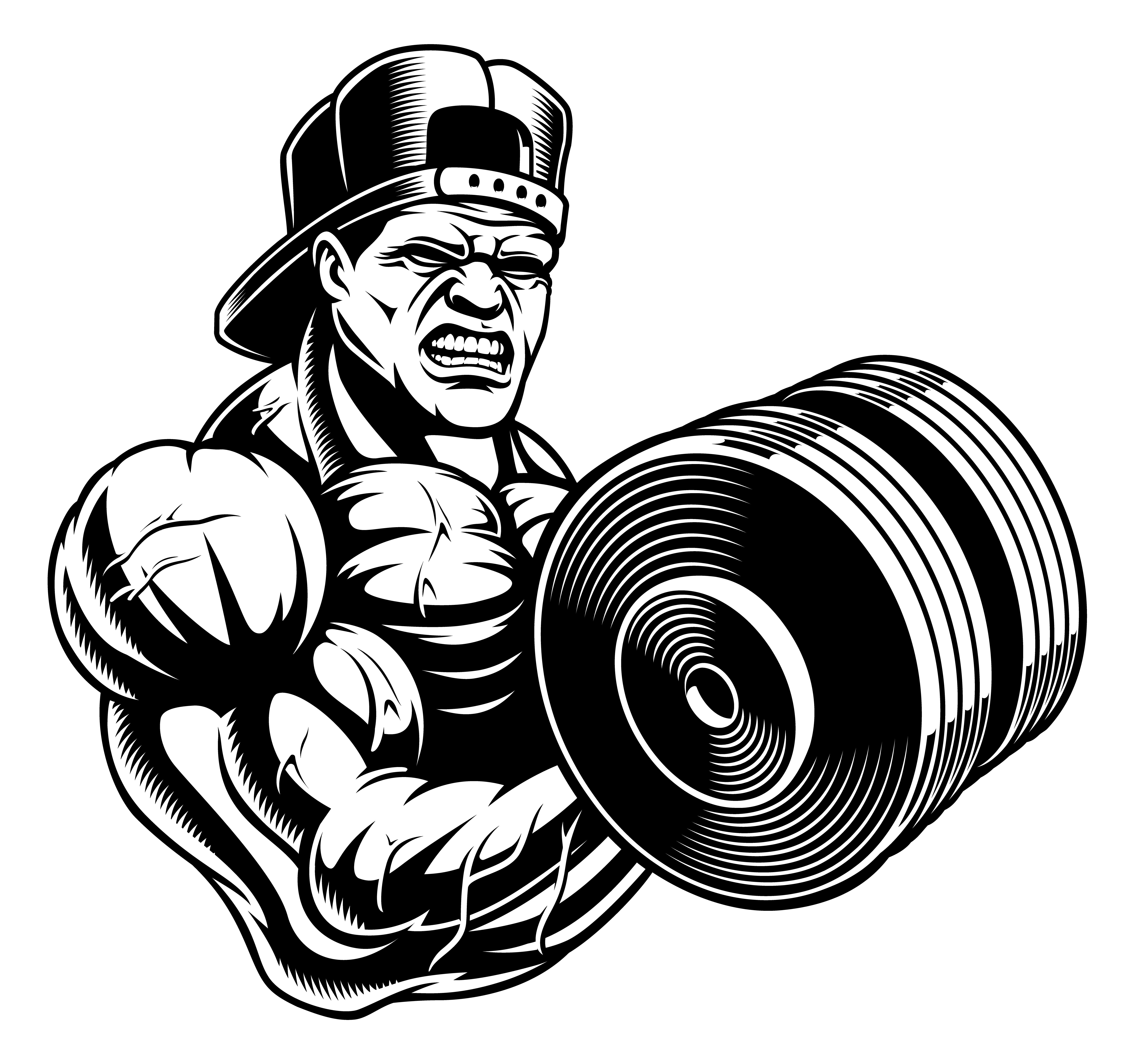 Black and white illustration of a bodybuilder Download 