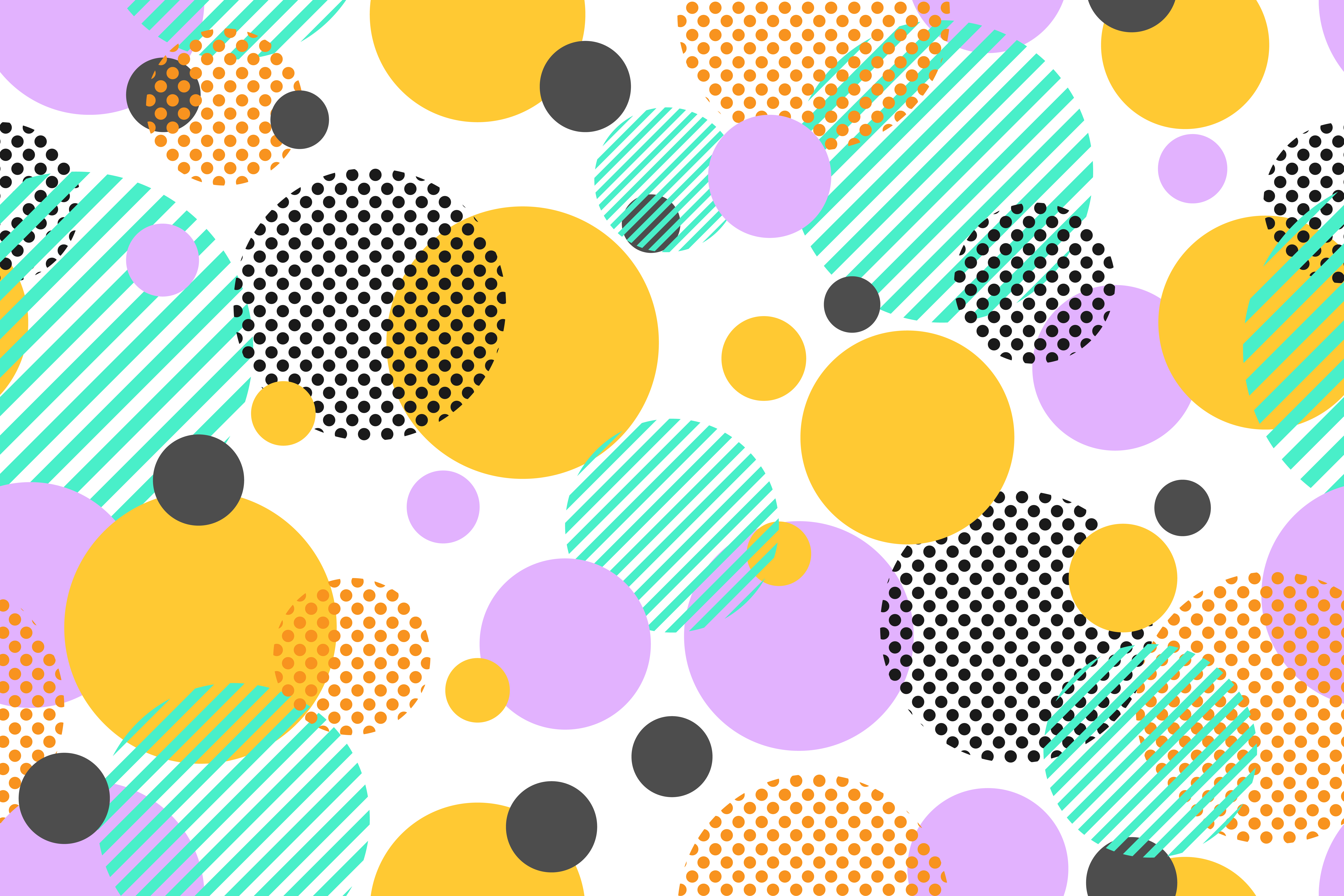 Seamless pattern of colorful dots and geometric circle ...