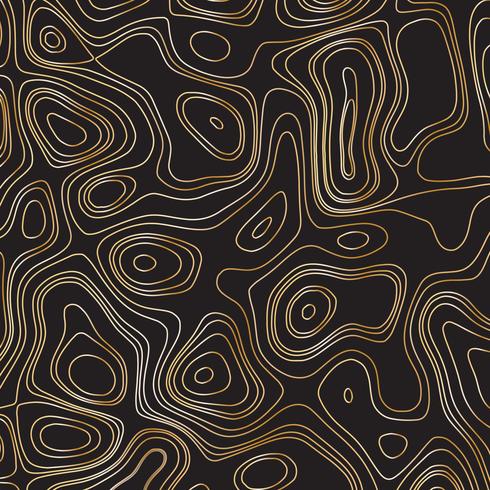 Abstract gold line waves design on black background - Vector Illustration