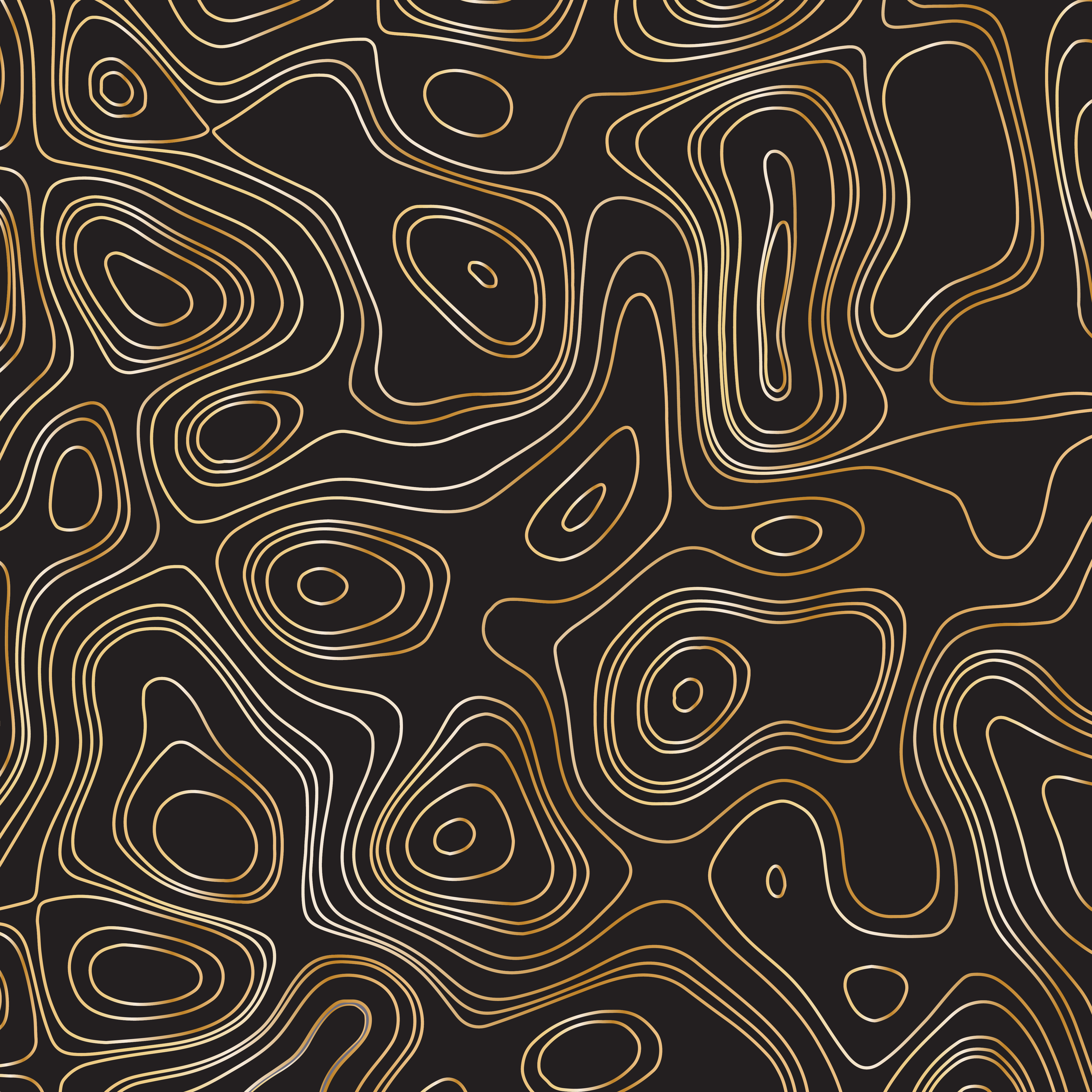 Abstract gold line waves design on black background - Vector