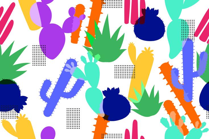 Abstract seamless pattern of colorful cactus background  vector